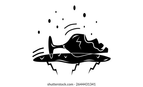 6 magnitude earthquake, black isolated silhouette