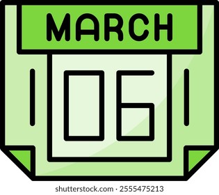 6 March Filled Style Icon Design