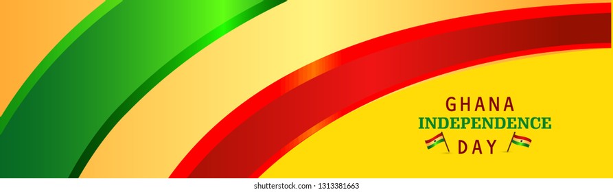 6 March, Ghana Independence Day background in national flag color theme. Celebration banner with waving flag. Vector illustration - Vector
