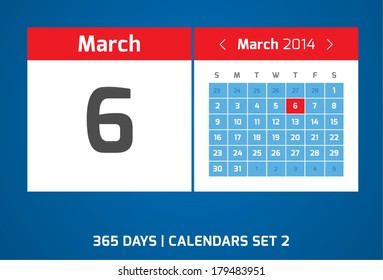 6 March vector calendar 2014, Set 2