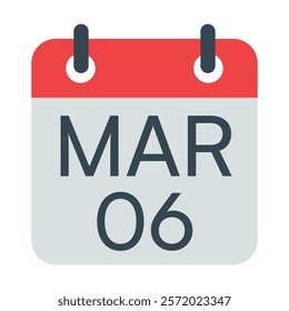 6 March Vector Calendar Icon. Isolated Vector Calendar. 