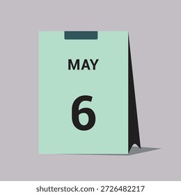 6 may calendar date icon minimal desk calendar vector illustration