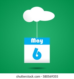 6 may calender icon with cloud paper art style