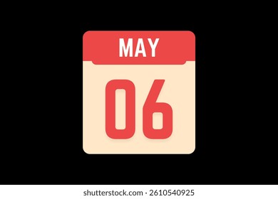 6 May icon text page monthly web design on coral, white, tangerine and black background vector, icon, or illustration with the month of May 6