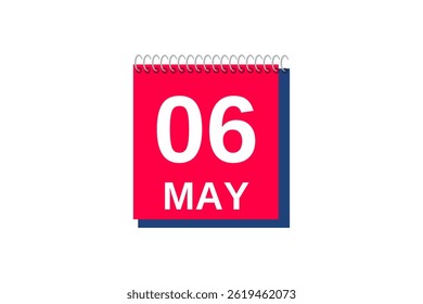 6 may month single day vector, illustration, calendar with red, blue and white color background calendar icon of may 6