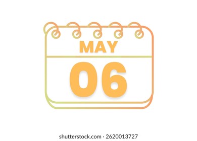 6 de mayo Mes Vector de un solo día, ilustración, calendario con naranja, amarillo, marrón y blanco Icono de calendario de fondo de 6 de mayo