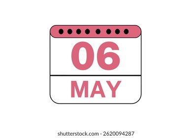 6 maio mês vetor dia único, ilustração, calendário com pêssego, preto e branco ícone de calendário de fundo de cor de maio 6