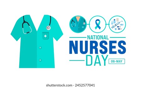 6 May is National Nurses Day background template. nurse dress, medical instrument, medicine, Medical and health care concept. use to background, banner, placard, card, and poster design.