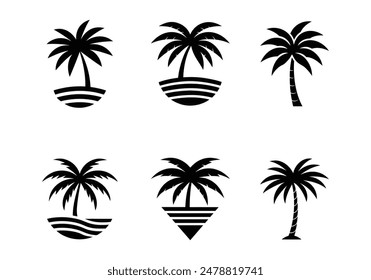 6 minimalist summer vibes with palm tree vector art illustration