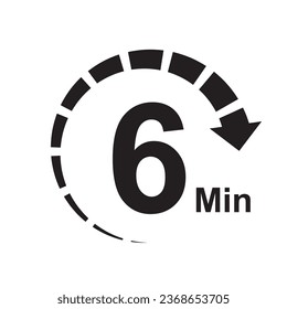 6 minute timer clock icon vector illustration eps