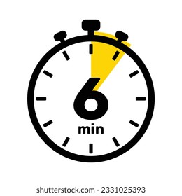 6 Minuten Analog Clock Icon weißer Hintergrund .