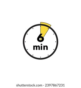 6 Minutos Analógico Icono Reloj de fondo blanco .