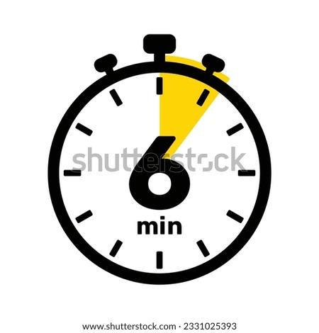 6 Minutes Analog Clock Icon white background .