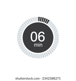 6 minutes timers Clock, Timer 6 min icon.