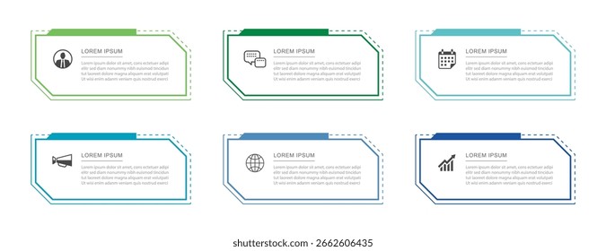 6 diseño moderno de Plantilla de infografías de datos. Fondo abstracto del negocio de la ilustración.