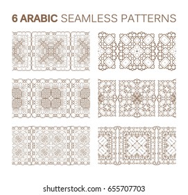 6 Modern line vector traditional arabic pattern background design. Ideal for wall decoration, printables and wrapping paper design