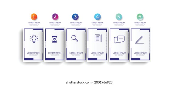 6 Gráfico de papel de paso moderno Plantilla de infografía vectorial para presentación de diagrama, gráfico, concepto de negocio con opciones de 5 ó 6 elementos