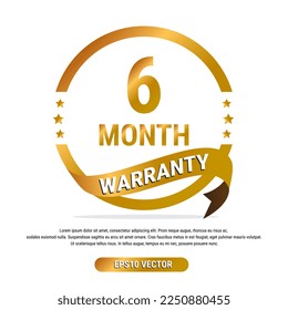 6 month warranty golden badge isolated on white background. label guarantee