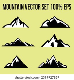  6 Mountain silhouette, set of rocky mountain silhouette. bundle vector design