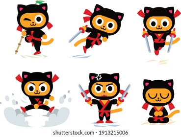 6 ninja kitty warrior poses