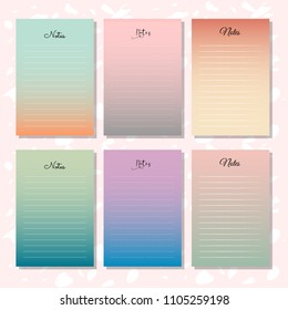 6 note papers with gradient color