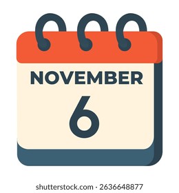6 november calendar vector on white background
Vector calendar with date
