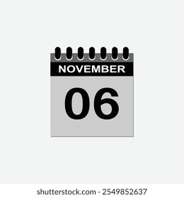6 de novembro, projeto de calendário diário com mês de novembro 6