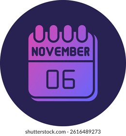 6 November Glyph Circle Gradient Icon