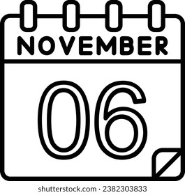 6 November Line Vector Icon Design