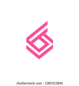 6 number, b letter modern logo icon