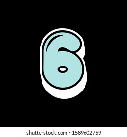 6 number bold letter digit logo design