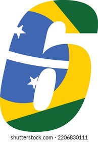 6 number brazil flag numero seis brasil