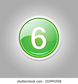 6 Number Circular Vector Green Web Icon Button