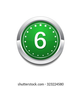 6 Number Circular Vector Green Web Icon Button