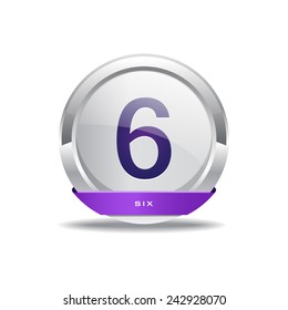 6 Number Circular Vector Purple Web Icon Button