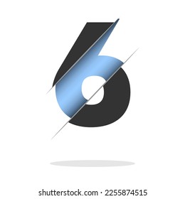 6 number cut design for decorative design. 3d art wallpaper. Vintage vector ornament template.