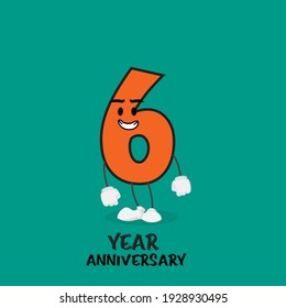 6 NUMBER CUTE YEAR ANNIVERSARY CELEBRATION DESIGN VECTOR TEMPLATE ILLUSTRATION