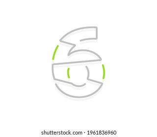 6 number ecology logo. Vector font for bio posters, spa emblem, vegan, herbal and botanical cards etc.    