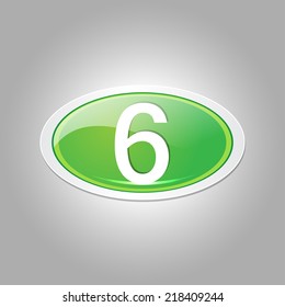 6 Number Elliptical Vector Green Web Icon Button