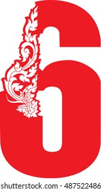 6 number floral dragon head vector /  Southeast Asia Art Style Design