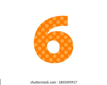 6 number font made of polka dot pattern. Funny cute, children's ages design. LOL girly baby surprise style. For; birthday invitation, banner etc. İsolated vector illustration