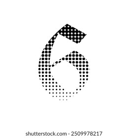 6 number halftone dotted effect logo icon vector illustration eps