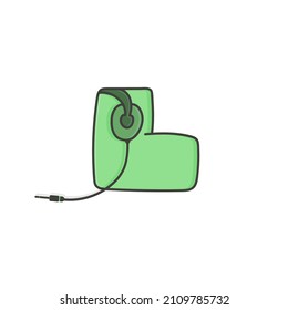 6 number headphone and jack design. Vector hand draw musical font for isolated music app and poster, musical element, vivid audio identity etc.