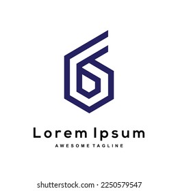 6 number letter logo design