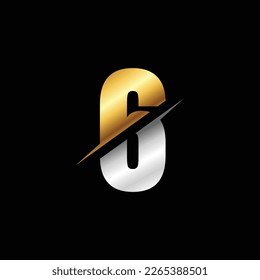 6 Number Luxury Logo Design Template Inspiration, Vector Illustration.