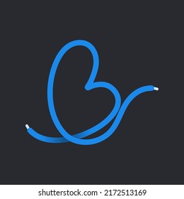 6 number made shoelace. Vector isolated font for app logo, sport design, creative template and more