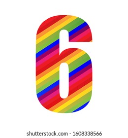 6 Number Rainbow Style Numeral Digit. Colorful Number Vector Illustration Design Isolated on White Background.