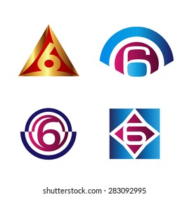 6, Number seven logo, symbol, icon, graphic, flat vector design template element
