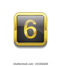 6 Number Square Vector Golden Black Web Icon Button