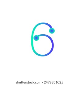 6 number tech logo icon vector eps 